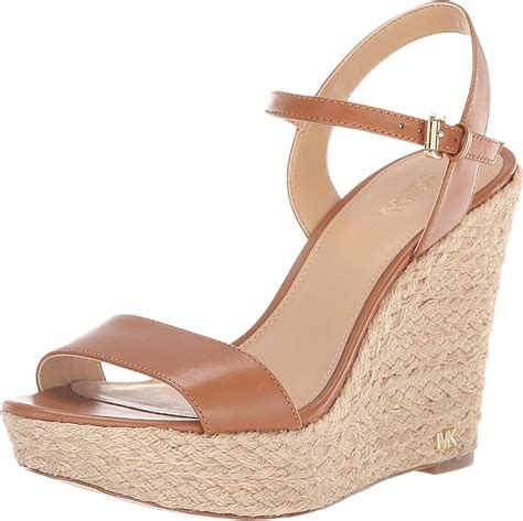 Michael Michael Kors Jill Wedge Leather/Jute Sandals Acorn 7